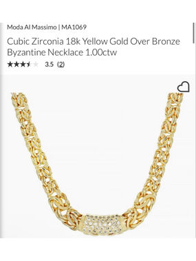 New Moda Al Massimo Gold Byzantine Necklace with Clear CZ